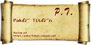 Pakó Titán névjegykártya